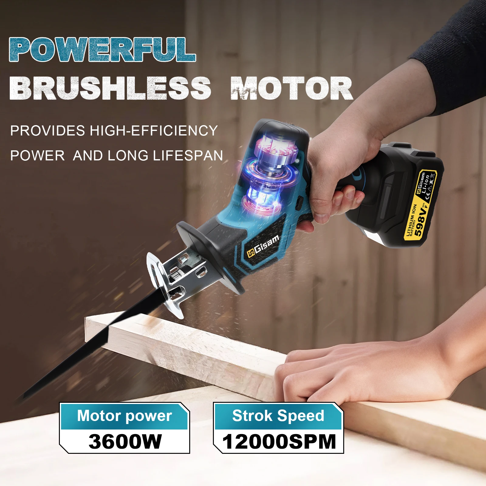 Gisam 3600w Brushless Reciproc - đánh giá và giá Pole Saw Cordless